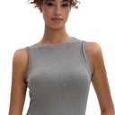 Women's High Neck Tank Top Crop 2025 Slim Fitted Ribbed Crew Neckline Sleeveless Tanks for Going Out (Gray, XS)