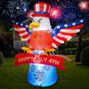 6FT Patriotic Independence Day 4th of July Memorial Day Inflatable Outdoor Decoration, Soaring American Bald Eagle, LED Lights Holiday Blow Up for Fourth July Party Garden Yard Lawn Decor