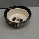 PetRageous 17001 Eat Drink Repeat Two-Tone Stoneware Dishwasher Safe Dog Bowl 4-Cup 8.18-Inch Diameter 3-Inch Tall for Medium and Large Dogs and Cats, Off-White, (Pack of 1)