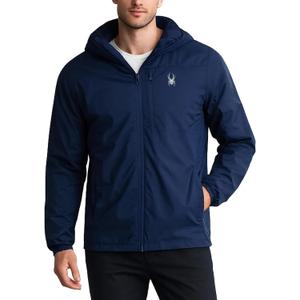 Spyder Mens Windbreaker Jacket - Lightweight Insulated Water-Resistant Active Zip Up Hooded Windbreaker Jackets for Men, Medium