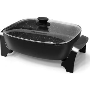 Elite Gourmet EG-6203# Extra Deep 16"x13" (10.5 Qt.) Non-Stick Electric Skillet with Glass Vented Lid & Pour Spout | Dishwasher Safe, Long-Lasting Non-Stick, 200-400F | Serves 6-8, Black