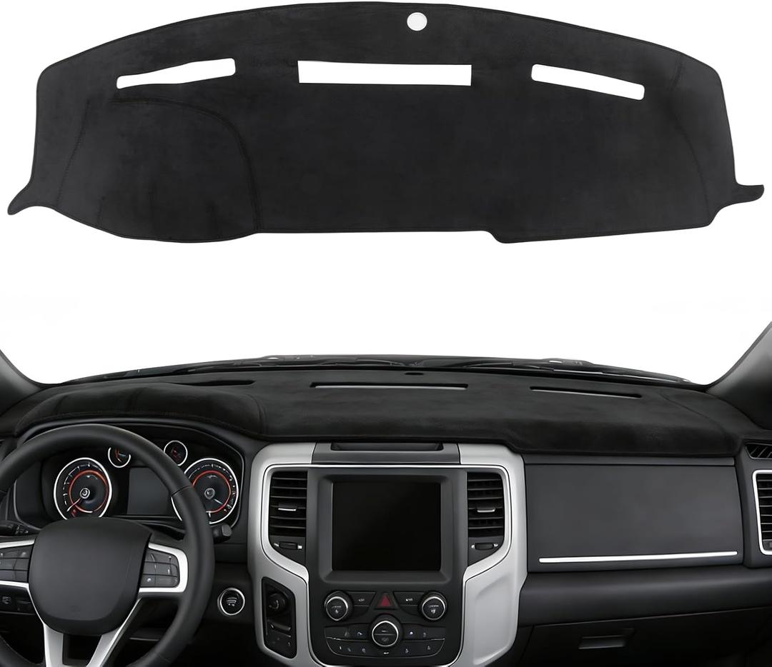 Dashboard Cover Mat Fit for Dodge Ram 1500/2500/3500 2010-2018 Flannel Non-Slip Dash Cover, Anti-Glare Sunshade UV Resistant Dashboard Protector Mat Pad