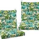 FUNHOME Outdoor High Back Chair Cushions Set of 2,Reversible Lawn Chair Cushion 44 x22 inch,Water Resistant Tufted Adirondack Chair Cushion,for Garden Rocking Chair,Patio Furniture(Palm Leaf)