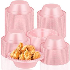 Lallisa 100 Pcs 12oz Pastel Pink Disposable Plastic Bowls for Galentine Valentines Party Dessert Cups Ice Cream Snack Salad Soup Food Serving Bowls for Easter Gender Reveals Party Favor Picnic