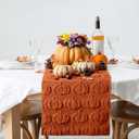 Fall Table Runner, Caramel Pumpkins 3D Faux Fur Table Runners, Soft Thanksgiving Halloween Table Decor for Indoor Outdoor, Autumn Home Party Decor, 13*37 Inch