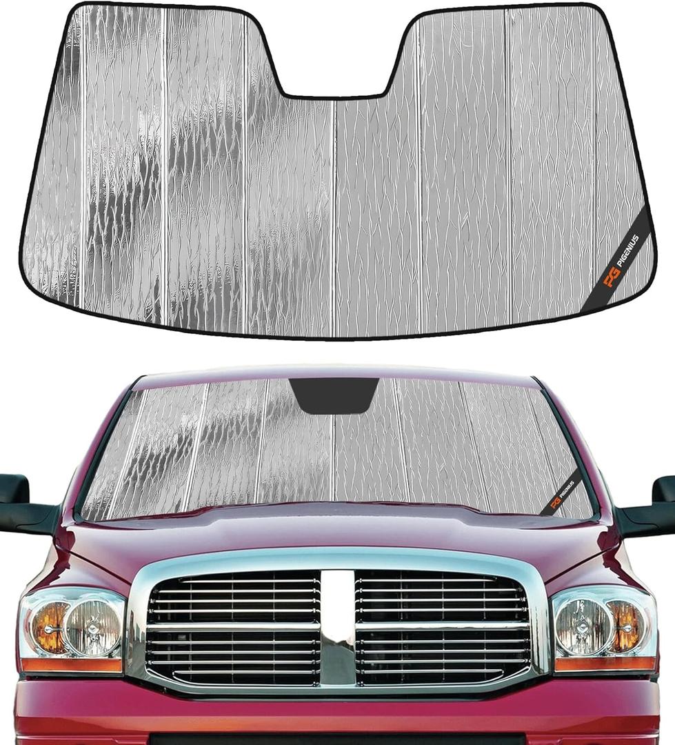 Pigenius Windshield Sun Shade for Dodge Ram 1500 2002-2008 Front Window Sunshade - AstraGuard
