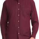 Van Heusen Mens Classic Fit Stain Shield Never Tuck Stretch Solid Button Down ShirtButton Down Shirt (Large, Port Red)