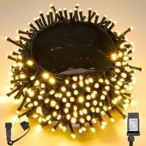 WBao Christmas Lights Indoor Outdoor 300LED 108ft, Super Bright LED Christmas String Lights with UL Certified, 8 Modes, Timer, Connectable & Waterproof for Trees, Patio, Xmas Party Decor, Warm White