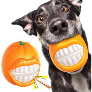 TLKNG Large Size Orange Squeaky Dog Toy for Medium/Large Dogs Breed Aggressive Chewers Durable Bouncy Squeak Ball
