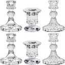 Glass Candlestick Holders Set of 6, Taper Candle Holder for Wedding Festival Christmas Party Valentine's Decor, Table Centerpieces