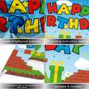 Red Green Theme Happy Birthday Photography Backdrop, 5x3ft Video Game Background Photo Booth Banner Props for Kids Girls Boys Birthday Baby Shower Holiday Party Decorations Supplies