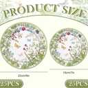 50Pcs Vintage Wildflower Paper Plates Green Wild Floral Disposable Plates 9 in & 7 in Spring Decorative Tableware Dessert Plate for Appetizer Home Party Decor Supplies
