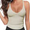 Workout Tank Tops for Women V Neck Racerback Tank Tops Ribbed Knit Camisole Top Slim Fit Basic Yoga Sleeveless Tops S-M