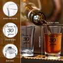 50 Set 30th Birthday Party Favors for Guests Black Gold 30 Years Old Acrylic Clear 1 oz Shot Glasses with Thank You Cards Gift Bags