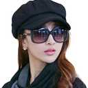 Comhats Wool Fashion Newsboy Hats for Women Winter Warm Pageboy Cabbie Cap Beret (Medium, Black)