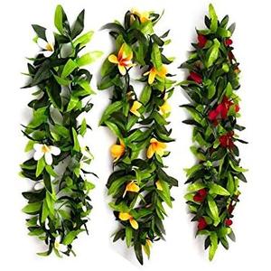 Besutolife Hawaiian Luau Leis Tropical Artificial Flower Leis Necklaces for Graduation Hula Costume Beach Party Hawaiian Luau Party 3 PCS