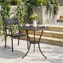 IDEALHOUSE Patio 23''Cast Aluminum Side Table with Umbrella Hole,Bronze | Outdoor Small Coffee Tables,Anti-Rust Bistro Table,Round End Table,Outdoor Furniture for Indoor,Patio,Garden,Porch,Balcony