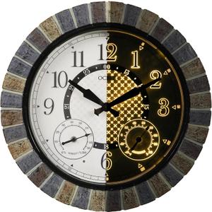 OCEST 18inch Large Indoor Outdoor Clock Illuminated Wall Clock with Thermometer Hygrometer & Night Light Waterproof Battery Operated Silent Non-Ticking Wall Clocks Decor for Patio Pool Porch Bathroom