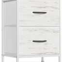 SONGMICS BELLAH Collection - Dresser for Bedroom, Chest of Drawers, Nightstand, 2 Drawers, Storage Organizer Unit, Closet, Entryway, Farmhouse, Rustic White and Honey Brown ULGS312WJ02S