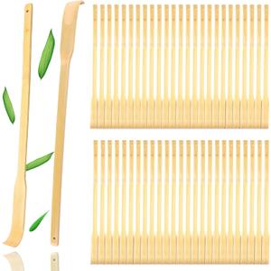 Bamboo Back Scratcher 50Pcs, 16.5" Long Handle Traditional Polished Thick Body Massage for Elderly Men Women Adults, Christmas Stocking Stuffers Bulk Party Game Prizes for Adults, Family Nursing Gifts