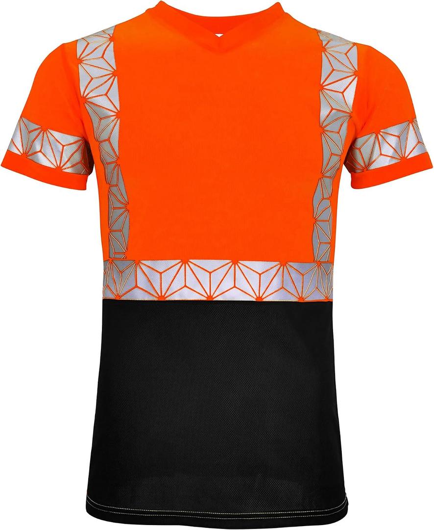 SMASYS Work Safety T Shirts for Women, High Visibility Reflective T-Shirt, Hi-Vis Construction Workwear (Orange, XXL)