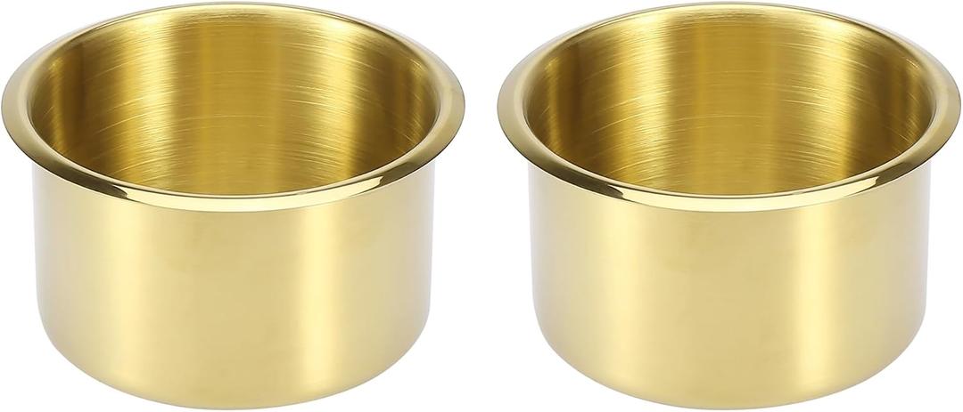 X AUTOHAUX 2pcs Stainless Steel Universal Cup Drink Holder Insert Replacement Gold Tone for Marine Boats RVs