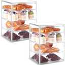 Pastry Display Case, Large Bread Box for Kitchen Countertop, 4 Layers Adjustable Bakery Display Case, Clear Breadbox for Baked Goods Cookie Dessert Cupcake Kitchen Counter, 2 Pack