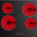 CDV 24 Inch Electric Cooktop 4 Burners 6600W Dual Heating Ring