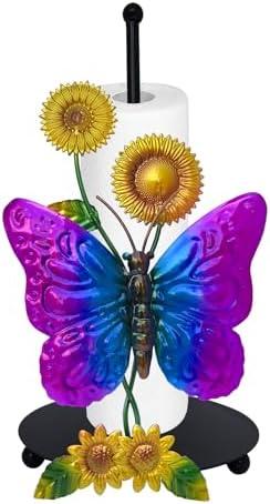 Butterfly Paper Tower Holder Kitchen Home Holders, Metal Free Standing Detachable Butterfly Paper Holder, Stainless Base Large Paper Storage Shelf for Countertops