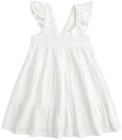 Curipeer Toddler Girls Linen Solid Dress with Smocking Girls Casual Sleeveless Dress, Size 2T