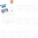 12 Pack Raffle Boxes with Slot Ballot Box, Raffle Box Suggestion Boxes Donation for Fundraising Collecting Card Tickets and Voting Contest with Erasable Color Pens (Clear)