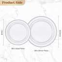 BESTVIP 200PCS Silver Plastic Plate, Disposable Party Plates with 100 Dinner Plates and 100 Dessert Plates, Plastic Plates for Party, Wedding and Birthday