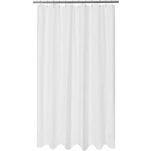 Mrs Awesome Embossed Microfiber Extra Long Shower Curtain Liner 71 x 96 inches, Soft Fabric Shower Curtain Washable and Water Repellent, 71x96, White