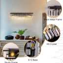 Wellmet 4-Light Bathroom Vanity Light Fixtures, Black Crystal Wall Sconces Lighting, Modern Farmhouse Wall Lamp for Mirror, Living Room, Bedroom, Hallway, Cabinet, Porch, E12 Base(Bulbs Not Included)