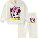Disney Minnie Mouse Girls Pullover Hoodie and Pants Set for Toddler and Big Kids (6X, White)