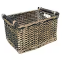 Baskets-Wicker Storage Baskets-Waterproof Wicker with Handles Hand-Woven Blue Handle Food Storage Pantry Woven Storage Boxes, 2 Pack 10x14.5, 16.5x11.5 Inch
