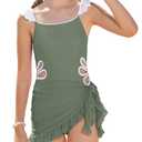GRACE KARIN Girls One Piece Swimsuits with Mesh Cover Up Teen Cutout Bathing Suit Set Size 10 Green