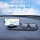 2 x Universal Anti-Slip Car Dashboard Mat with 360 Rotating Phone Holder Multi-Functional Organizer Pad for Phones, Sunglasses, Keys, and Daily Essentials (Gray Silver)