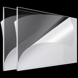 Roowest 2 Pcs 30 x 40 Inch, 1/4 Inch Thick Clear Acrylic Sheet Plastic Sheet Cut to Size Acrylic Board Panel for Craft Engraving Display