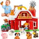 15-Piece Upgraded Farm Animal Big Barn Playset Gifts for Toddlers Christmas|Montessori Learning Toys for 18 Months Olds Girls Boys|Pretend Animal with Tractor Birthday Easter Gifts for 2 Years