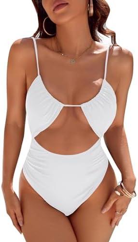 Blooming Jelly Womens One Piece Swimsuit Tummy Control Bathing Suit Sexy Flattering Cheeky High Cut Out Cute Ladies Swimwear Large