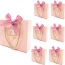 20 Pack Small Pink Thank You Gift Bags With Handles-5.5''x 2.5''x4.7'' Mini Gift Bags Bulk for Baby Shower, Birthday, Wedding, Back to School, Summer Party