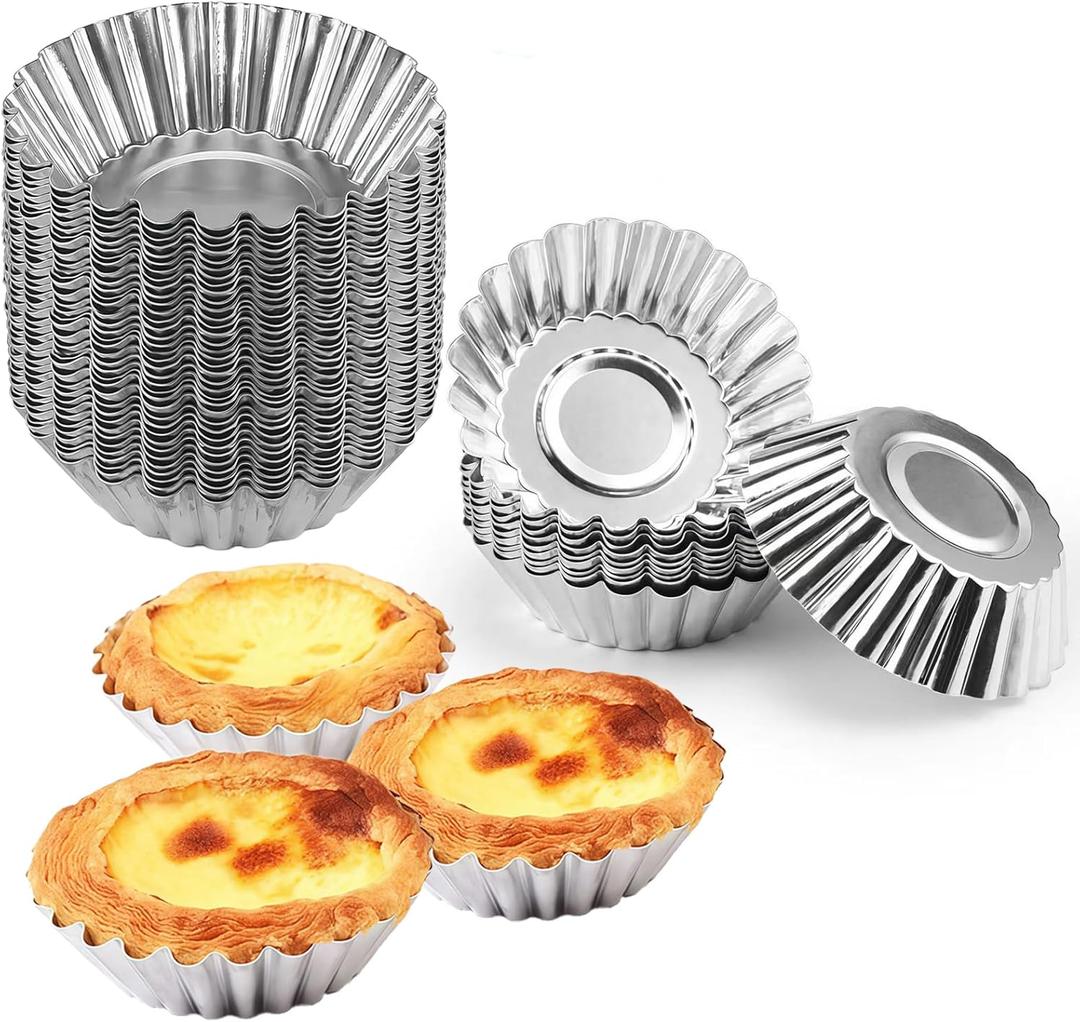 35Pcs Mini Tart Pans Egg Tart Mold, 2.75" Aluminium Mini Pie Tins Reusable Tart Pans for Baking