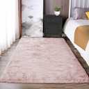 Latepis Fluffy Pink Carpet 3x5 Fuzzy Shag Rug Machine Washable Area Rugs for Living Room Non-Slip Faux Rabbit Fur Rug for Bedroom Kids Room Floor Dorm