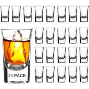 Ruckae 24 Pack 1 OZ Shot Glasses Set Shot Glass with Heavy Base Clear Shot Glasses Bulk for Vodka Tequila Whiskey Liquor (Transparent-Cone Shaped)
