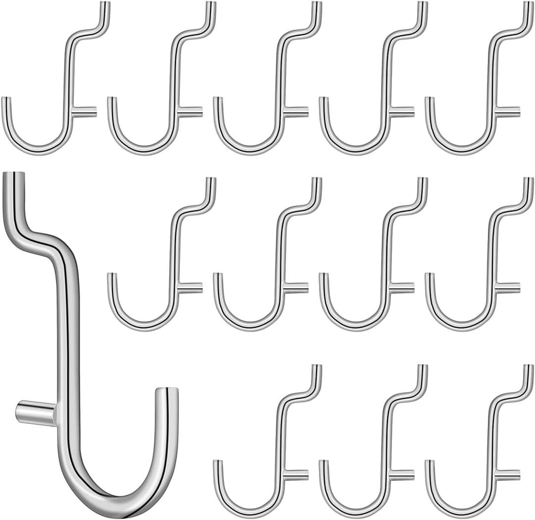 Baluue 20pcs Metal Pegboard J Hooks Stainless Steel Peg Hooks for Pegboard Assortment, Peg Hooks Accessories Pegboard Hooks for Hanging Storage Jewelry Key Display (6X3CM)