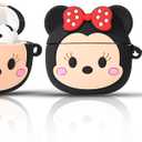 Case for AirPods 4th Generation Wireless Earbuds (2024) with Doll and Carabiner, Silicone Charging Protective Cover with Cartoon Skin Design for AirPods 4 (MIN)