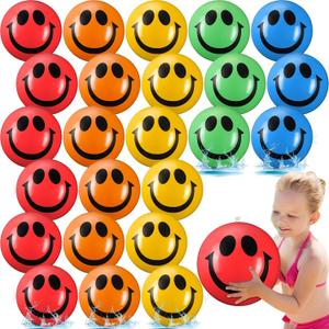 50 Pieces Smile Inflatable Beach Balls for Kids 12 Inch Summer Bulk Smile Face Water Toys for Swimming Pool Party Favors End of The School Year Gift (Assorted Color)