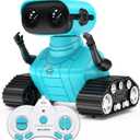 ALLCELE Robot Toys, Rechargeable RC Robots for Kids Boys, Remote Control Toy with Music and LED Eyes, Gift for Children Age 3 Years and Up - Blue