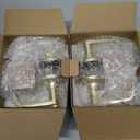 2 Pack Satin Brass Entry Door Handle, Keyed Alike Entry Door Handles with Lock Gold Door Lever, Outdoor/Indoor Entrance Use Reversible for Right & Left Sided Doors